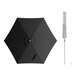 A black umbrella with a silver push lift handle.