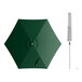 A Lancaster Table & Seating forest green umbrella with a push lift handle.