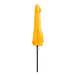 A yellow umbrella on a black pole.