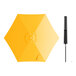 A yellow umbrella with a black handle.