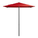 A red umbrella with a black pole.