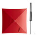 A red square umbrella with a black pole.