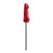 A Lancaster Table & Seating red umbrella on a black pole.