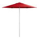 A red Lancaster Table & Seating umbrella with a white background.