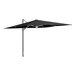 A Lancaster Table & Seating black cantilever umbrella with lights.