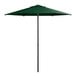A Lancaster Table & Seating forest green umbrella with a black pole.