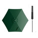 A Forest Green Lancaster Table & Seating round umbrella with a black aluminum pole.