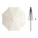 A white umbrella with a black pole and a push lift mechanism.