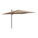 A Lancaster Table & Seating cantilever umbrella with a wheat shade on a metal pole.