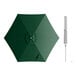 A Lancaster Table & Seating forest green umbrella with a silver metal pole and push lift.