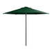 A Lancaster Table & Seating forest green umbrella with a black pole.