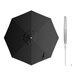 A black umbrella with a silver handle.
