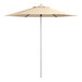 A beige Lancaster Table & Seating umbrella with a pole.