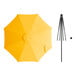 A yellow umbrella with a black pole and a hole in the top.