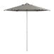 A Lancaster Table & Seating black and white striped umbrella.