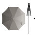 A grey Lancaster Table & Seating umbrella with a black pole.