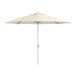 A Lancaster Table & Seating ivory umbrella with a metal pole.