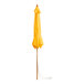 A Lancaster Table & Seating round yellow umbrella on a bamboo pole.