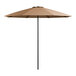 A brown Lancaster Table & Seating umbrella with a black pole.