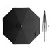 A black Lancaster Table & Seating crank lift umbrella.