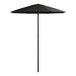 A Lancaster Table & Seating black umbrella with push lift.