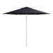 A navy blue Lancaster Table & Seating round umbrella with a push lift.