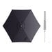 A navy round umbrella with a push lift handle.