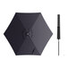 A black umbrella with a black handle.