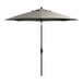 A grey Lancaster Table & Seating umbrella on a stand.