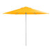 A yellow Lancaster Table & Seating umbrella with a pole.