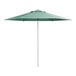 A green umbrella with a silver pole.