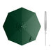 A Lancaster Table & Seating forest green umbrella with a silver handle.