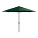 A Lancaster Table & Seating forest green umbrella on a stand.