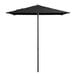 A close up of a black Lancaster Table & Seating square umbrella with a pole.