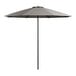 A Lancaster Table & Seating pewter gray umbrella with black poles.