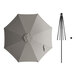 A Lancaster Table & Seating pewter gray umbrella with a black pole.