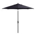 A Lancaster Table & Seating black umbrella with a metal pole.