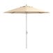 A beige Lancaster Table & Seating umbrella with a pole.