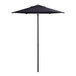 A Lancaster Table & Seating black umbrella on a pole.