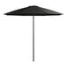 A Lancaster Table & Seating black steel umbrella with push lift.