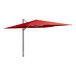 A red Lancaster Table & Seating cantilever umbrella on a pole.