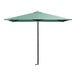 A close up of a green Lancaster Table & Seating square umbrella with a black pole.