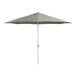 A close-up of a Lancaster Table & Seating black and white striped umbrella.