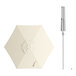 A white umbrella with a round silver cap and a hole in the center.