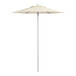 A close up of a Lancaster Table & Seating ivory umbrella with a metal pole.