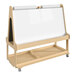 A Flash Furniture wooden art station with a white board on top.