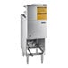 A Wolf WF300-2 liquid propane floor fryer with a stainless steel body and a yellow label.