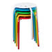 A stack of Flash Furniture Bailey plastic stools in assorted colors with white legs.