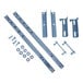 A group of metal pieces including brackets and screws.