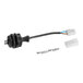A black electrical component with a black and white wire and a connector.